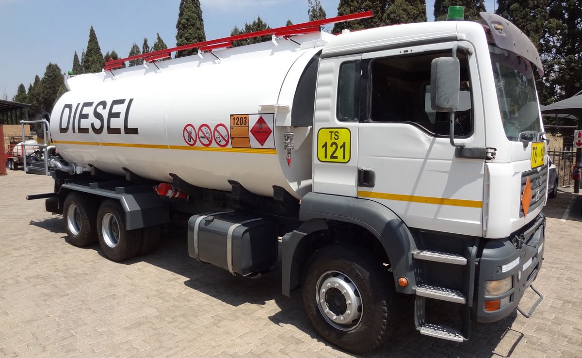 Diesel tanker used for refuelling plant on site